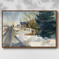 Congregational Church in Winter - Floater Framed Canvas Print