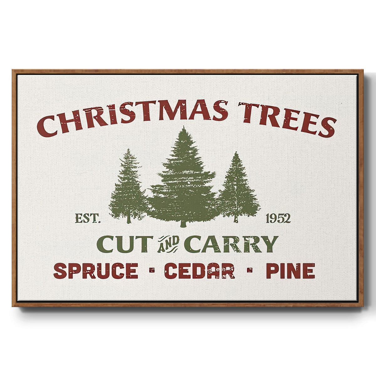 Christmas Farm Sign I - Floater Framed Canvas Print