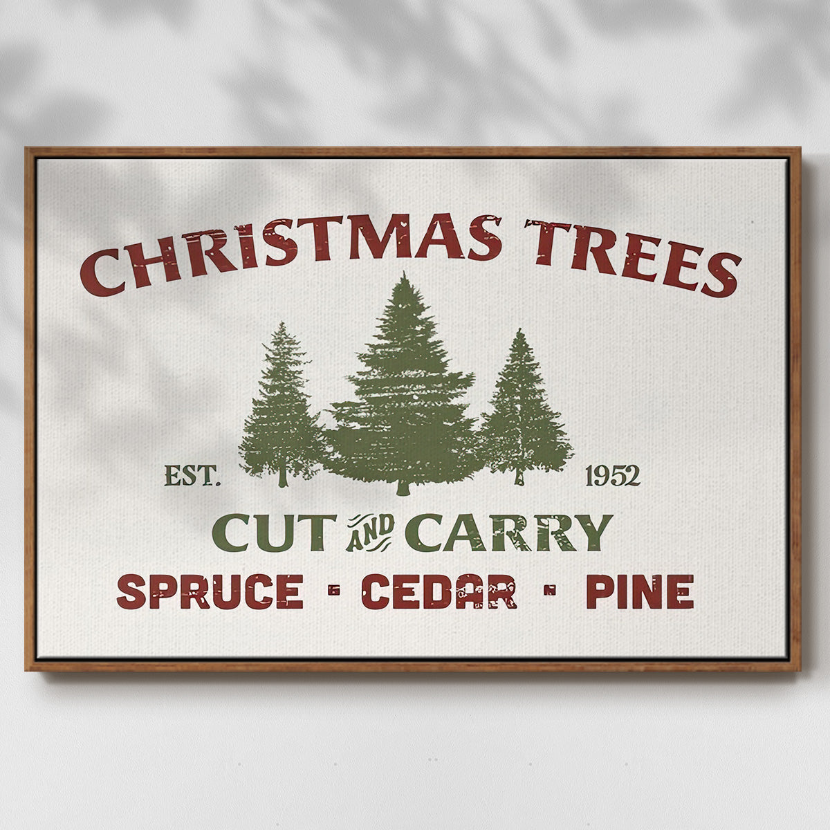 Christmas Farm Sign I - Floater Framed Canvas Print