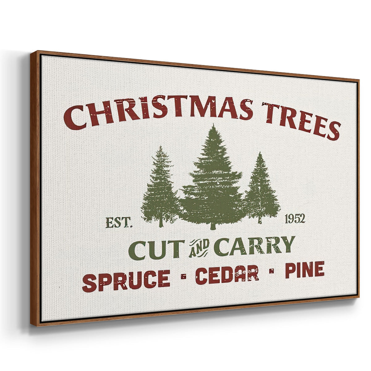 Christmas Farm Sign I - Floater Framed Canvas Print