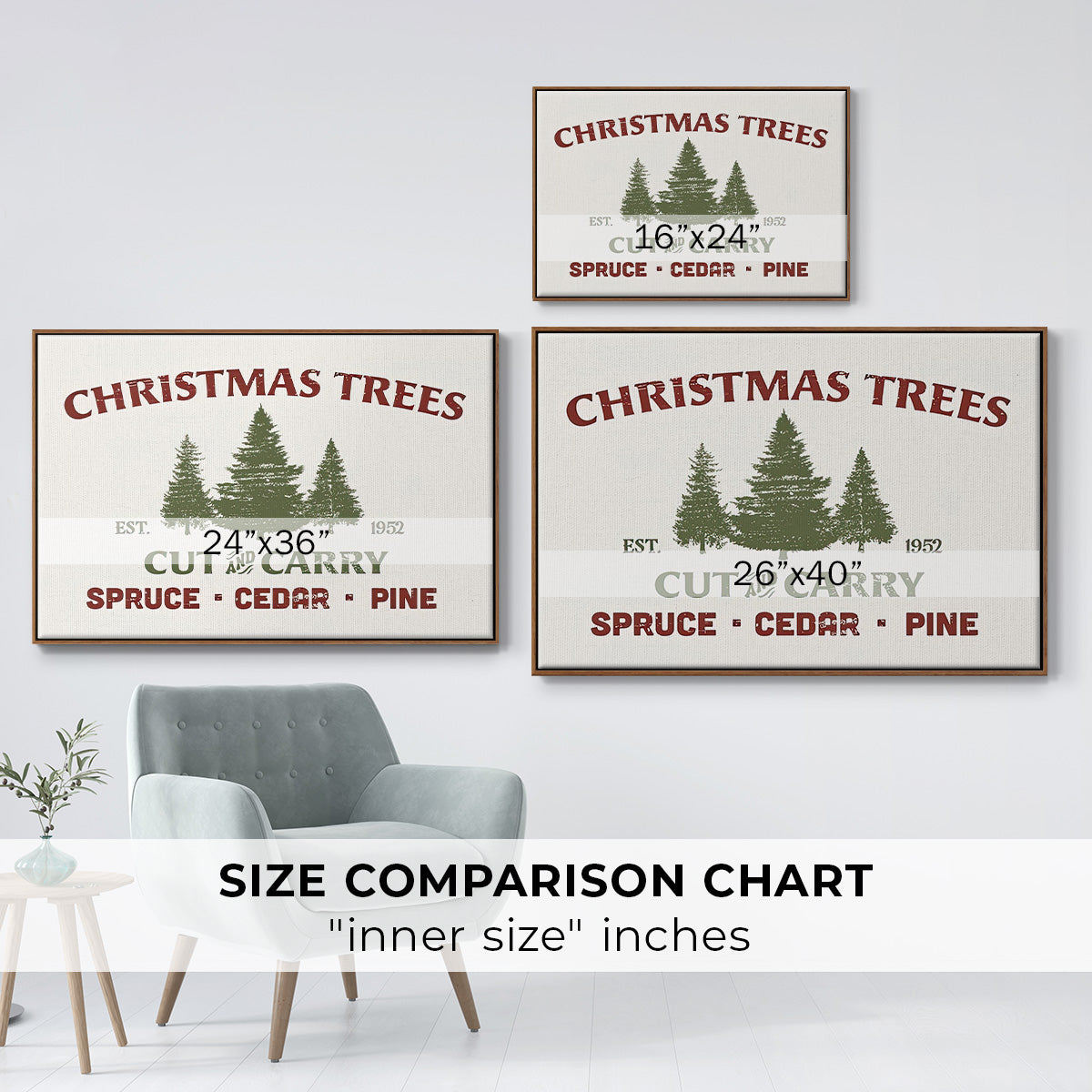 Christmas Farm Sign I - Floater Framed Canvas Print