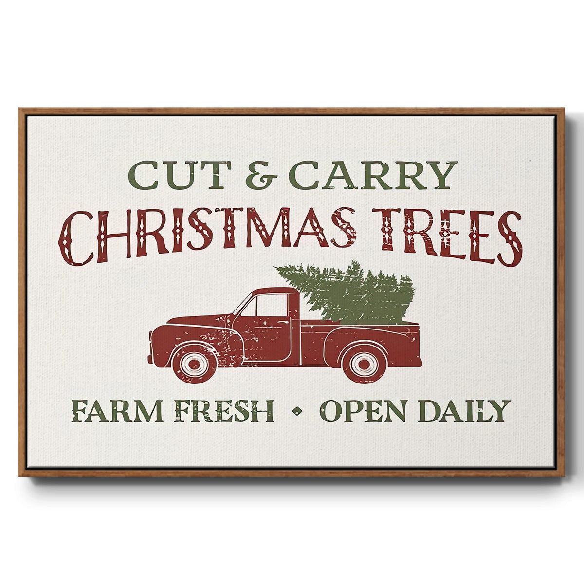 Christmas Farm Sign II - Floater Framed Canvas Print
