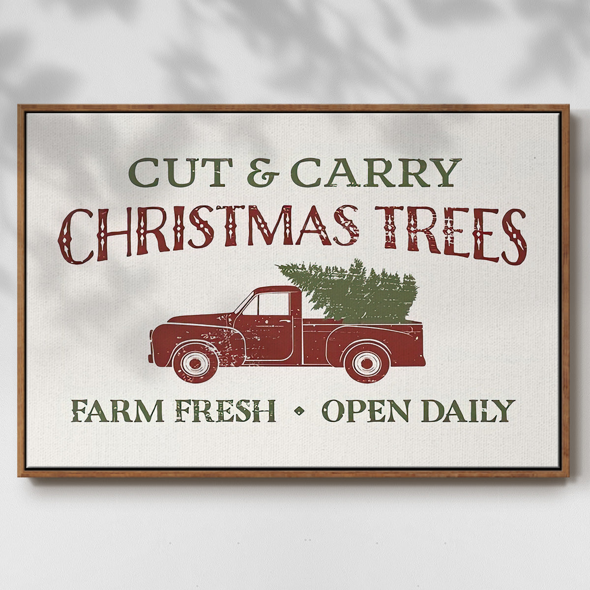 Christmas Farm Sign II - Floater Framed Canvas Print