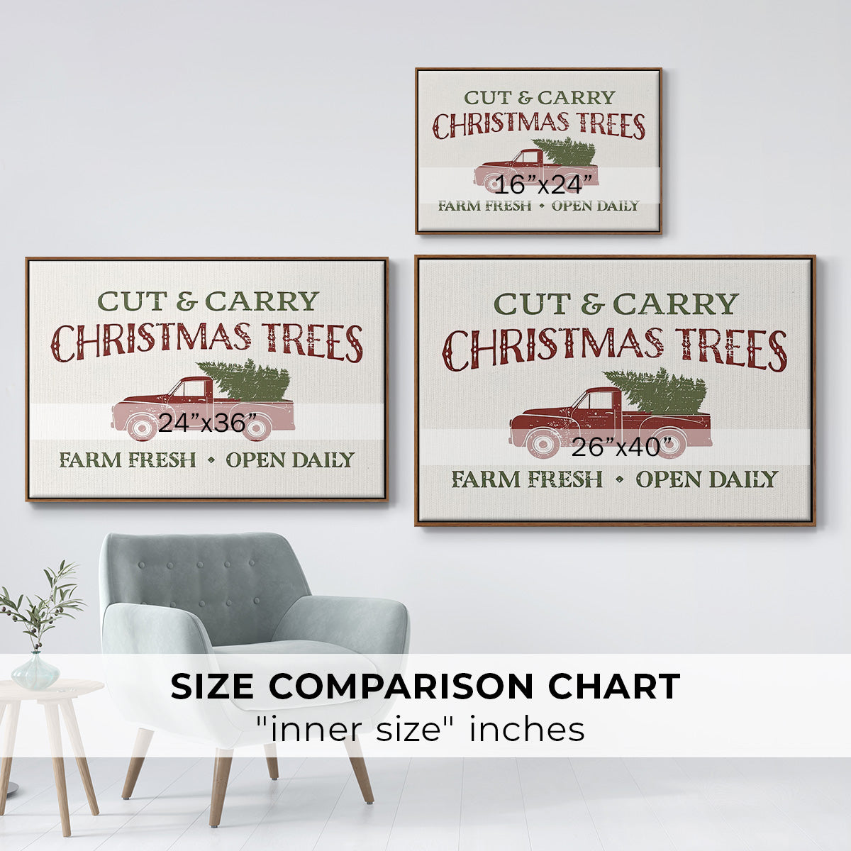Christmas Farm Sign II - Floater Framed Canvas Print