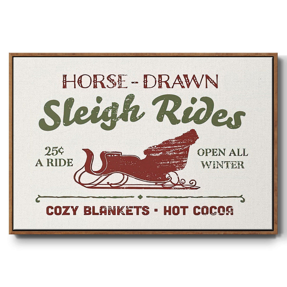 Christmas Farm Sign III - Floater Framed Canvas Print