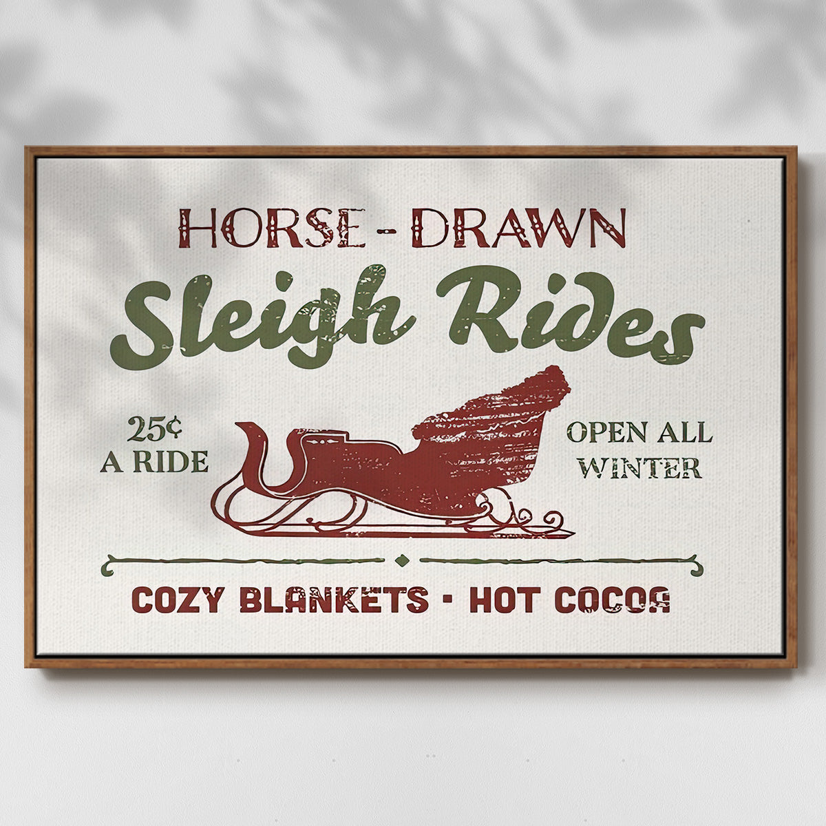 Christmas Farm Sign III - Floater Framed Canvas Print
