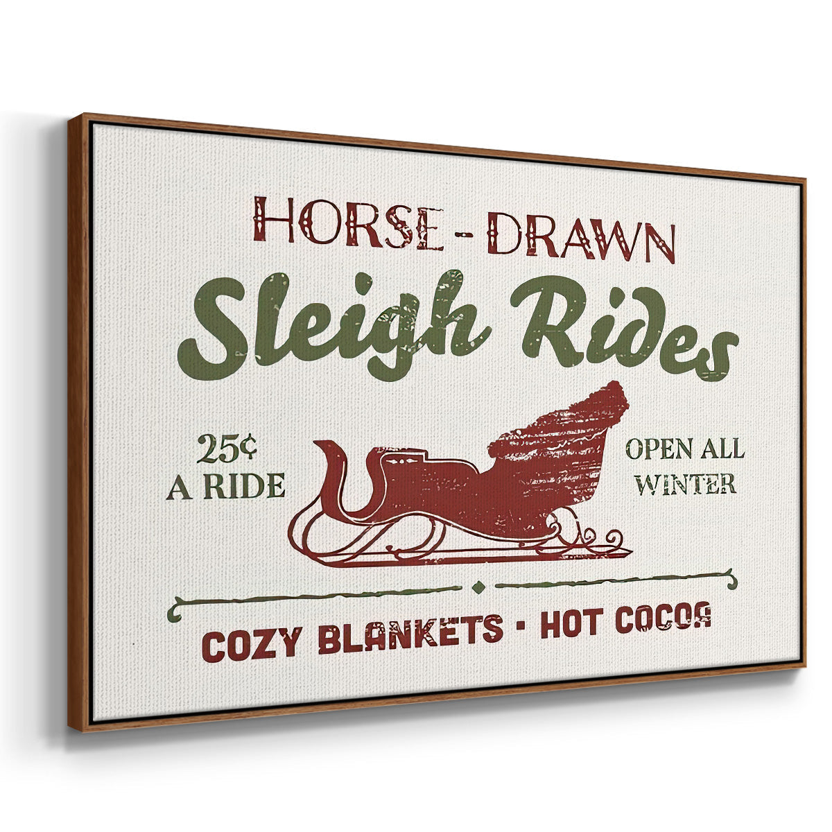 Christmas Farm Sign III - Floater Framed Canvas Print