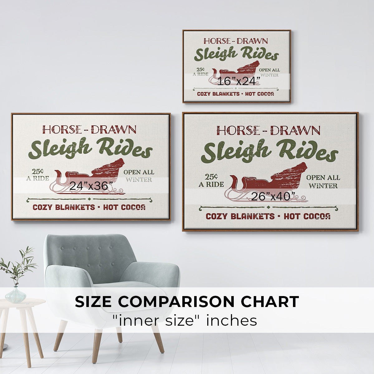 Christmas Farm Sign III - Floater Framed Canvas Print