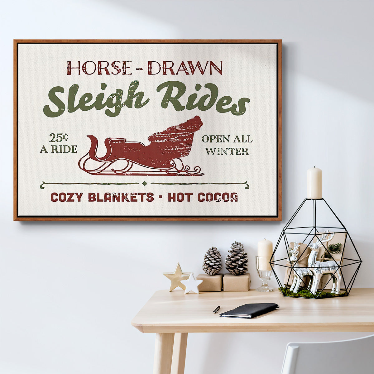 Christmas Farm Sign III - Floater Framed Canvas Print