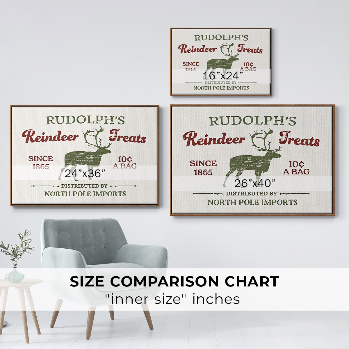 Christmas Farm Sign IV - Floater Framed Canvas Print