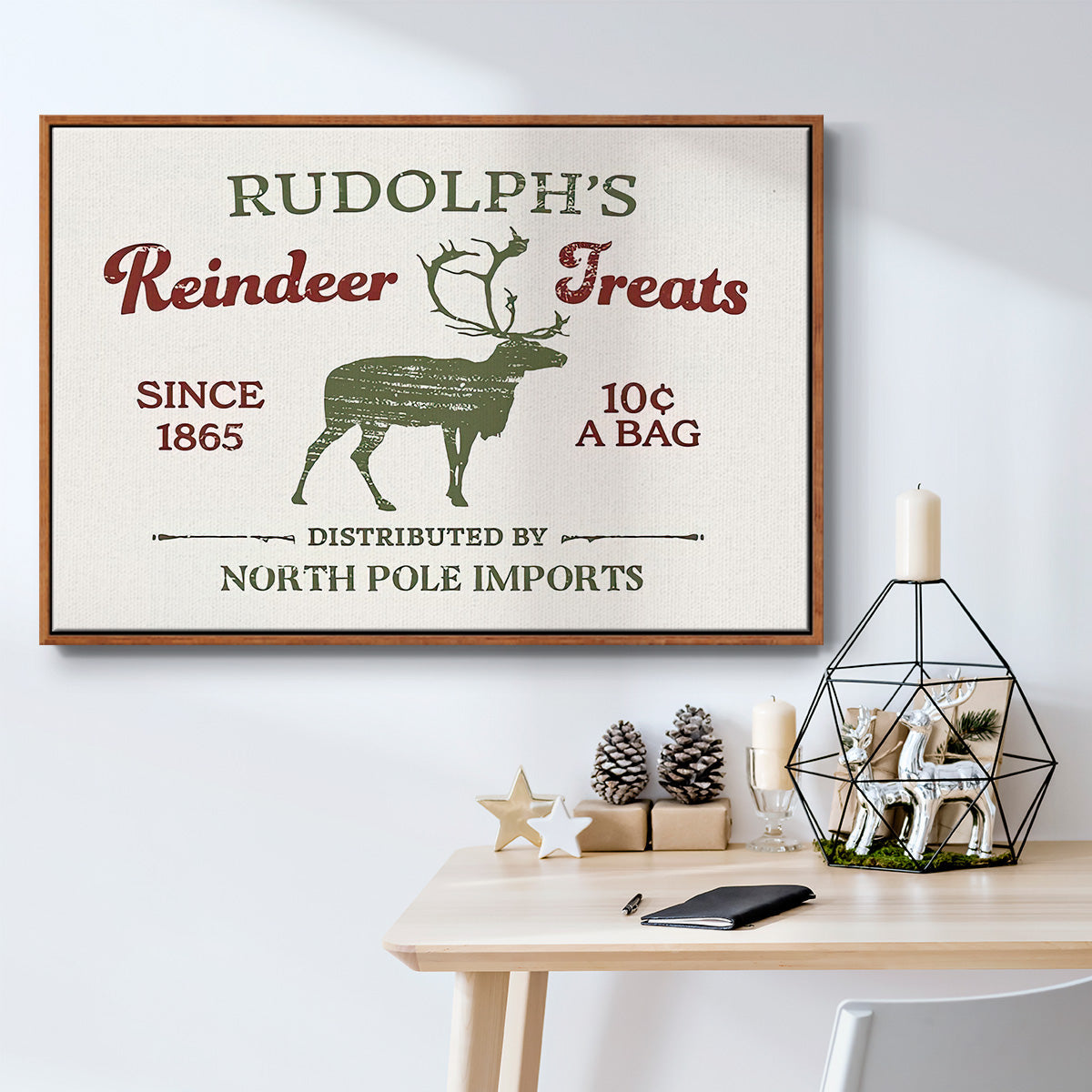 Christmas Farm Sign IV - Floater Framed Canvas Print