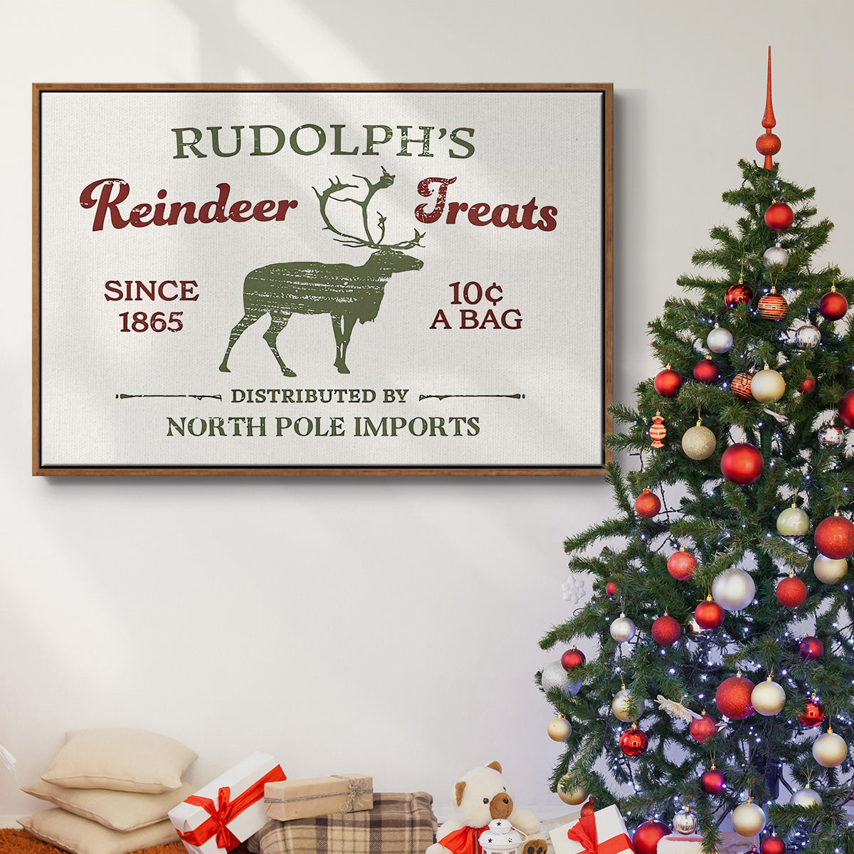 Christmas Farm Sign IV - Floater Framed Canvas Print