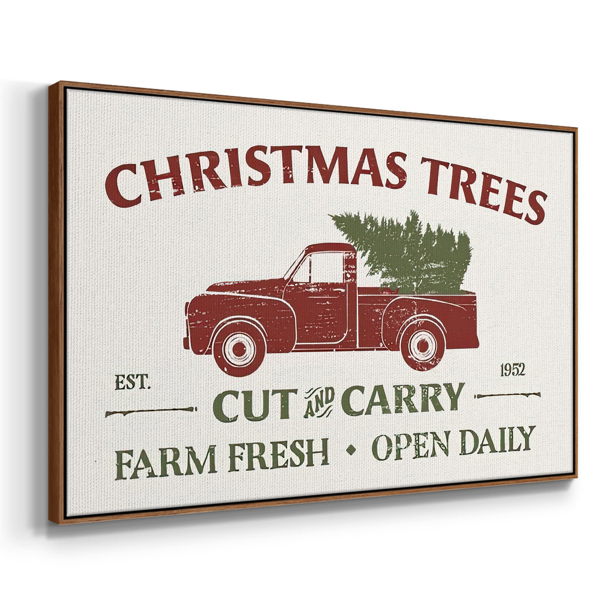 Christmas Farm Sign Collection A - Floater Framed Canvas Print