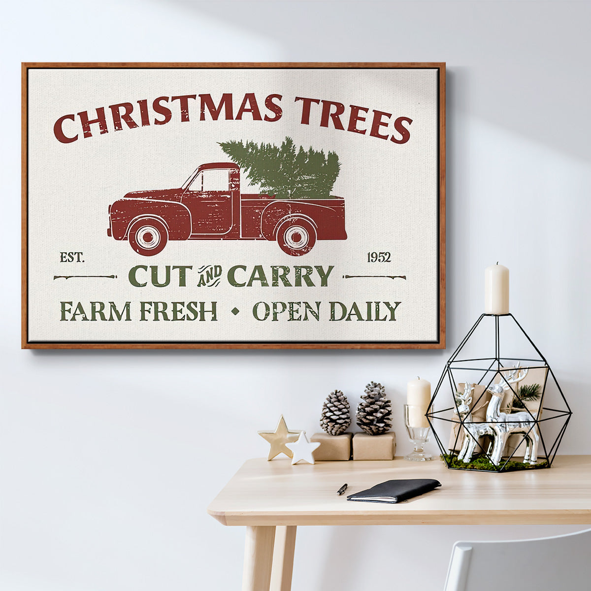 Christmas Farm Sign Collection A - Floater Framed Canvas Print