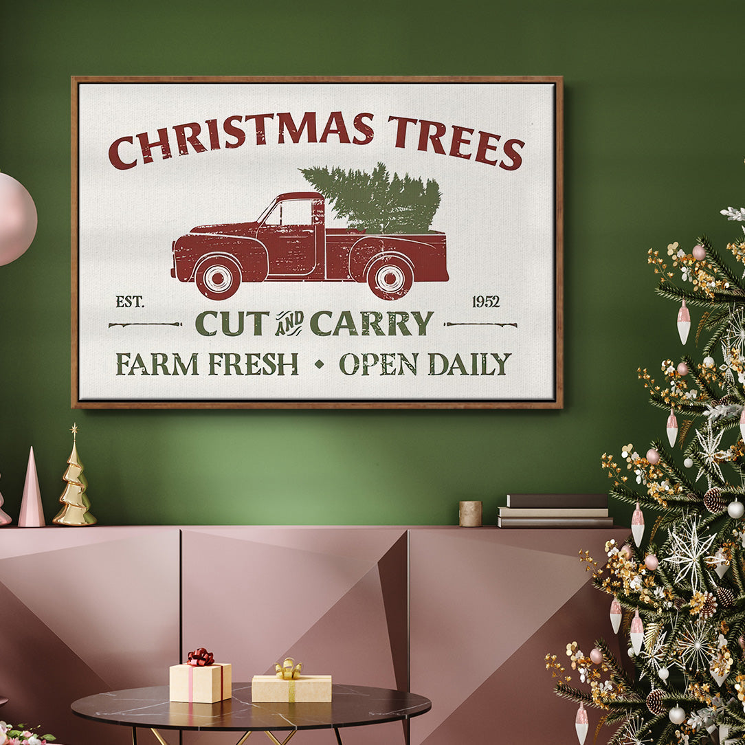 Christmas Farm Sign Collection A - Floater Framed Canvas Print
