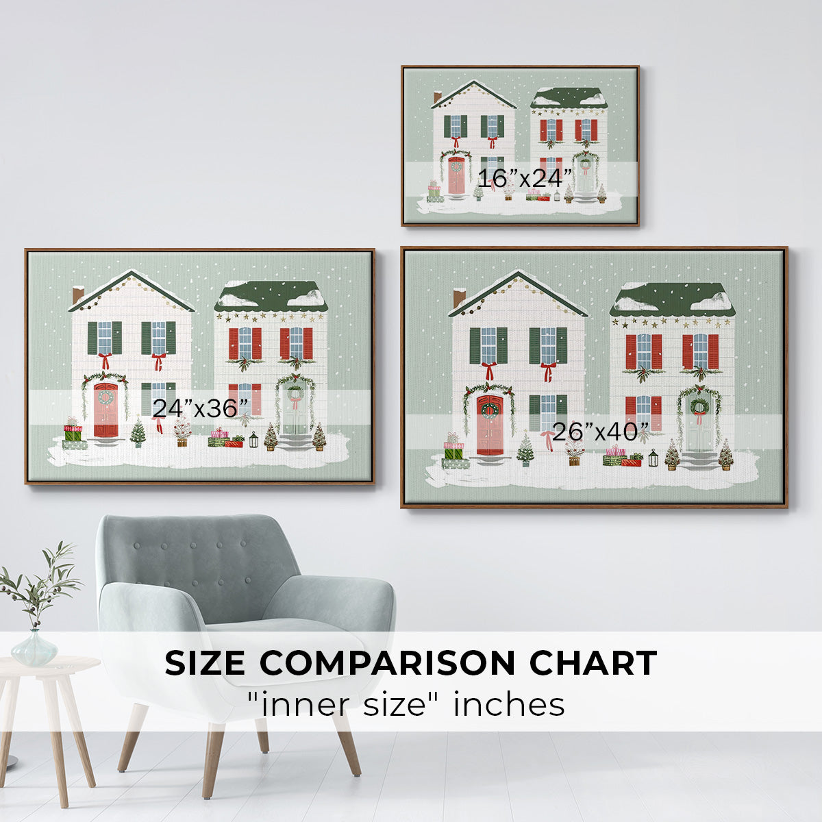 Festive Front Door Collection A - Floater Framed Canvas Print
