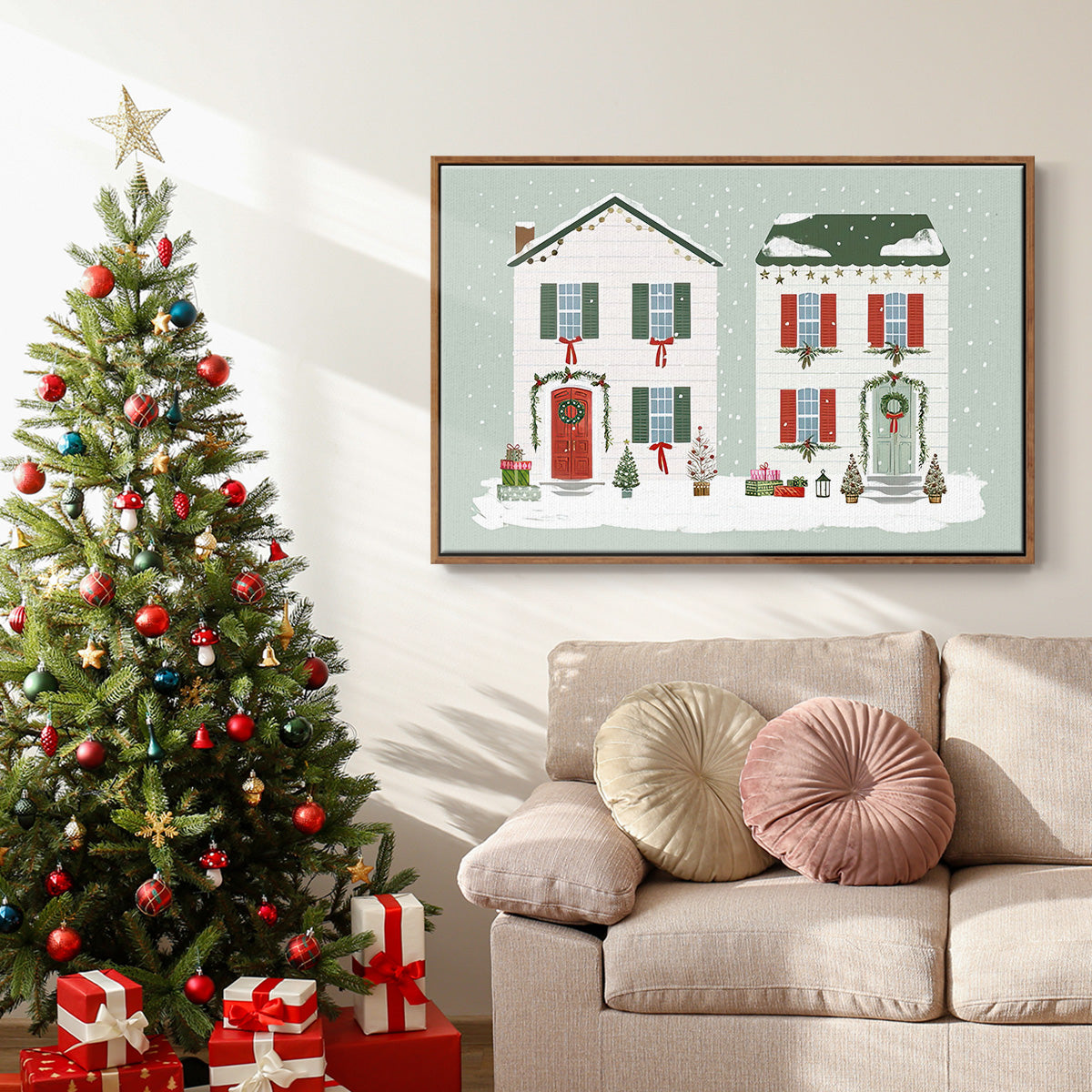 Festive Front Door Collection A - Floater Framed Canvas Print