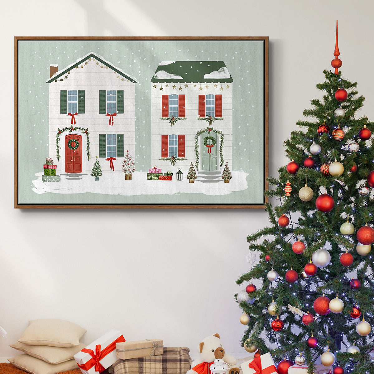 Festive Front Door Collection A - Floater Framed Canvas Print