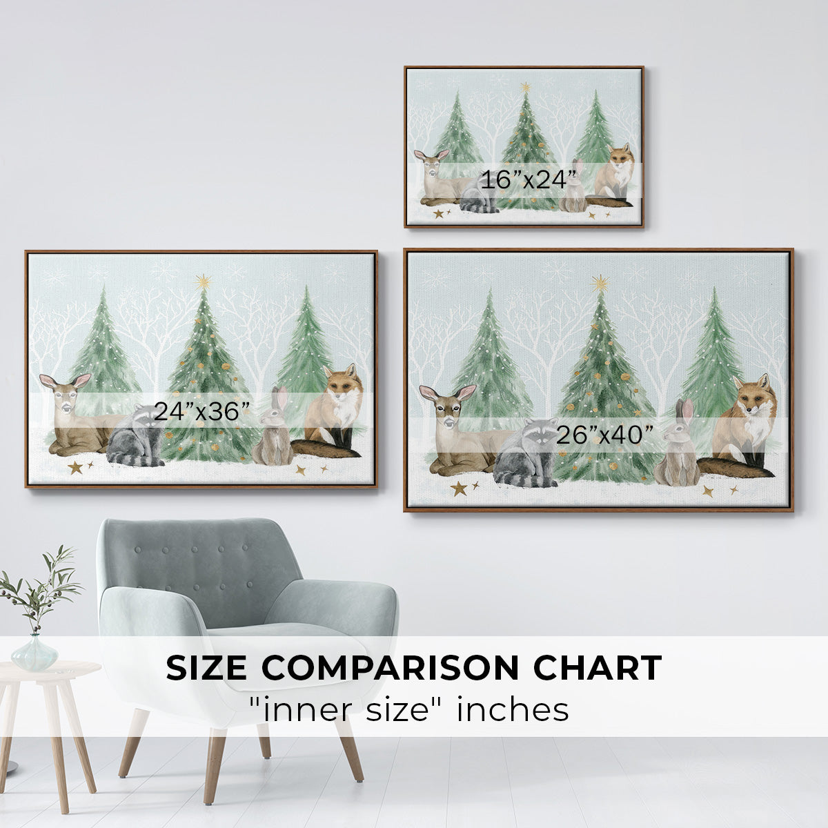 Christmas in the Forest Collection A - Floater Framed Canvas Print