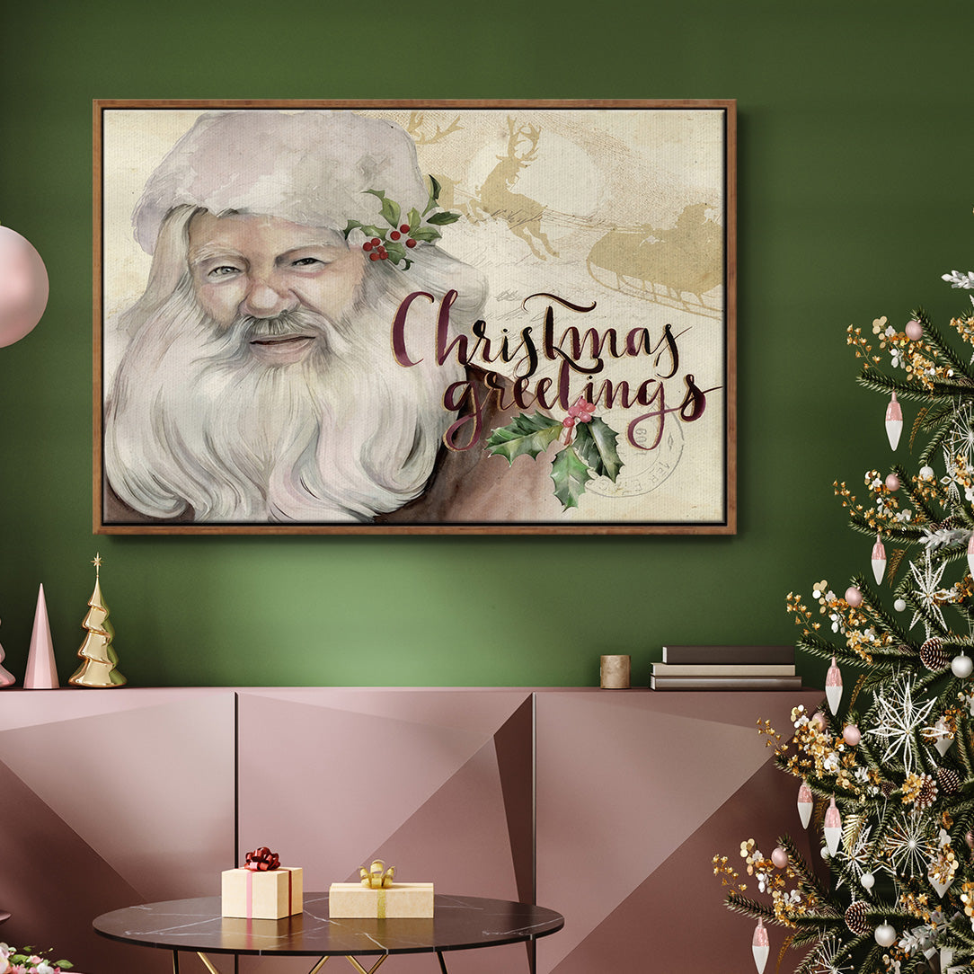 Christmas Greetings Collection A - Floater Framed Canvas Print