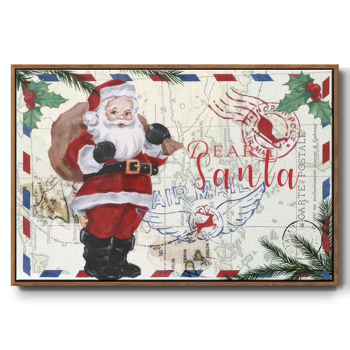 Christmas Par Avion I - Floater Framed Canvas Print