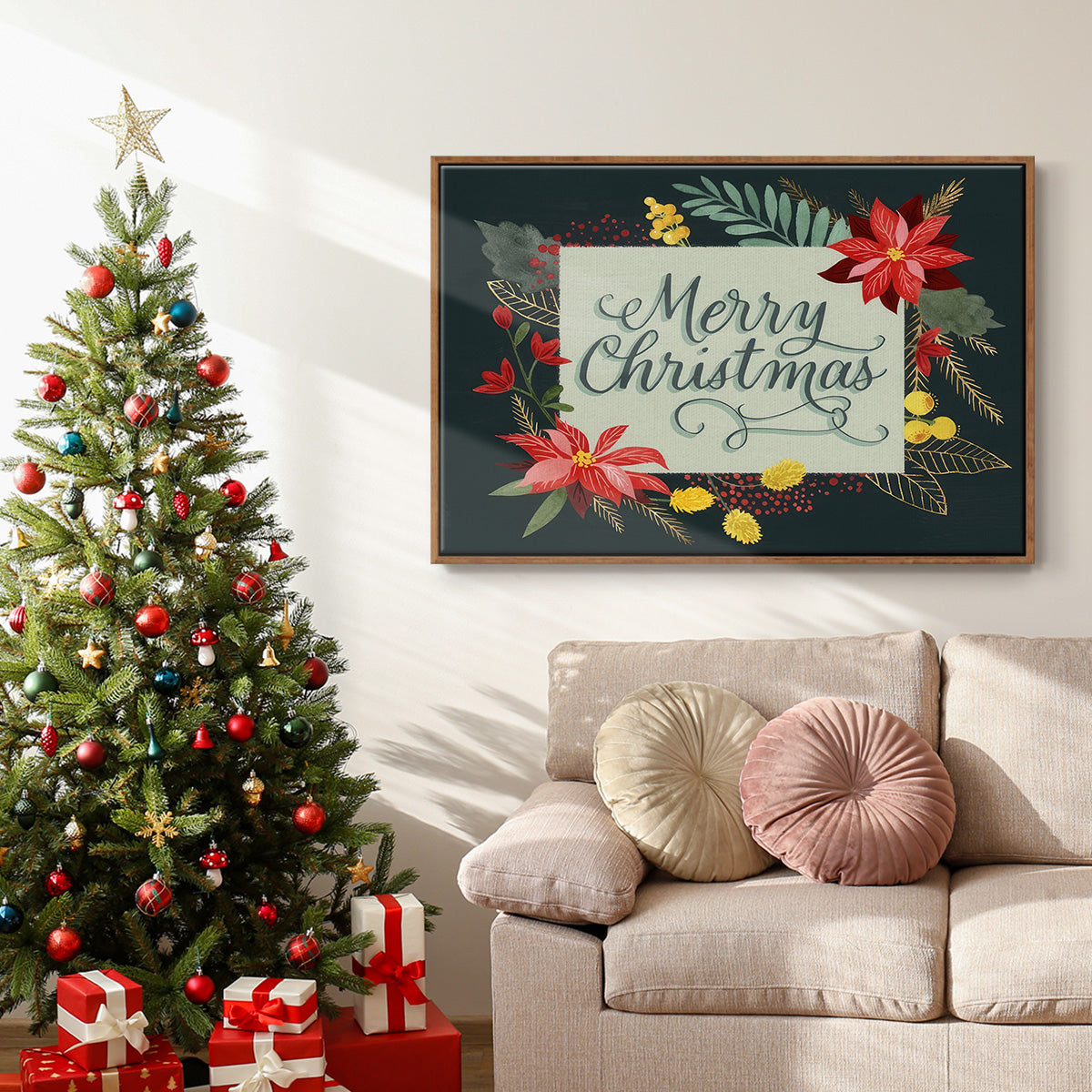 Bright Christmas Night I - Floater Framed Canvas Print
