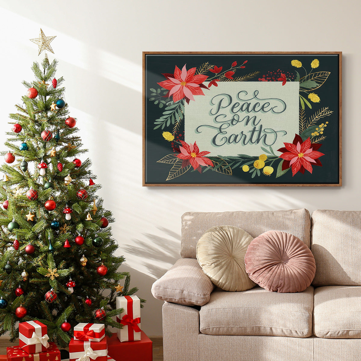 Bright Christmas Night II - Floater Framed Canvas Print