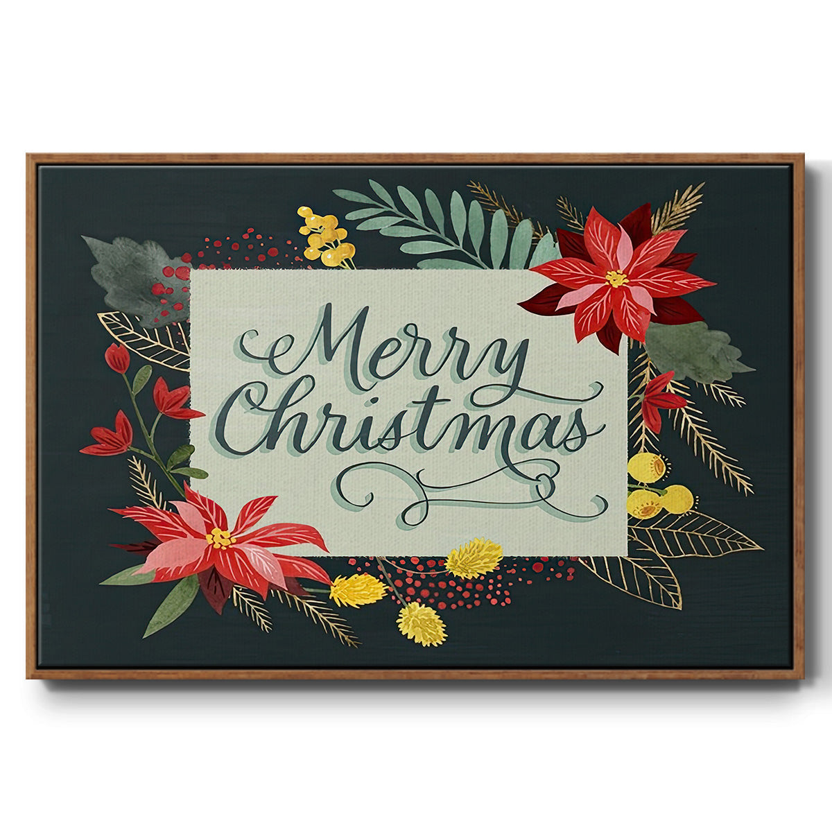 Bright Christmas Night Collection A - Floater Framed Canvas Print