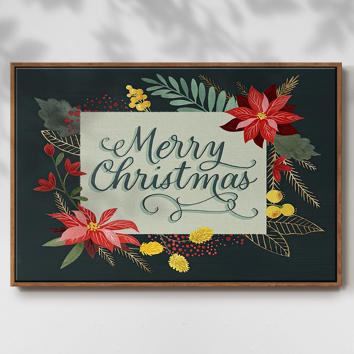 Bright Christmas Night Collection A - Floater Framed Canvas Print