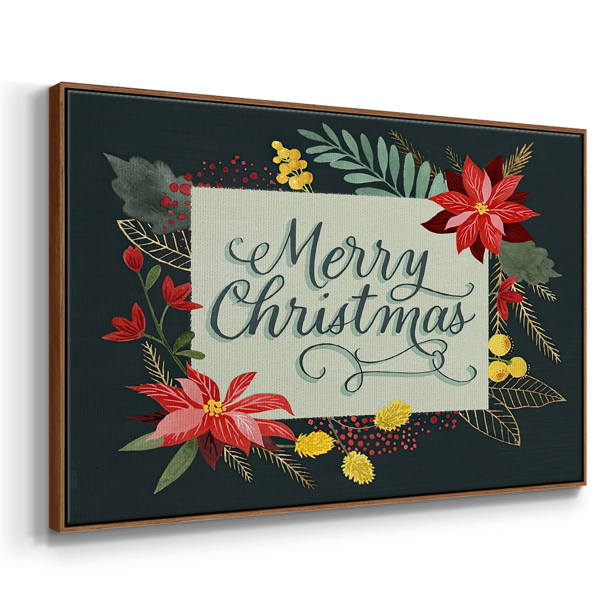 Bright Christmas Night Collection A - Floater Framed Canvas Print