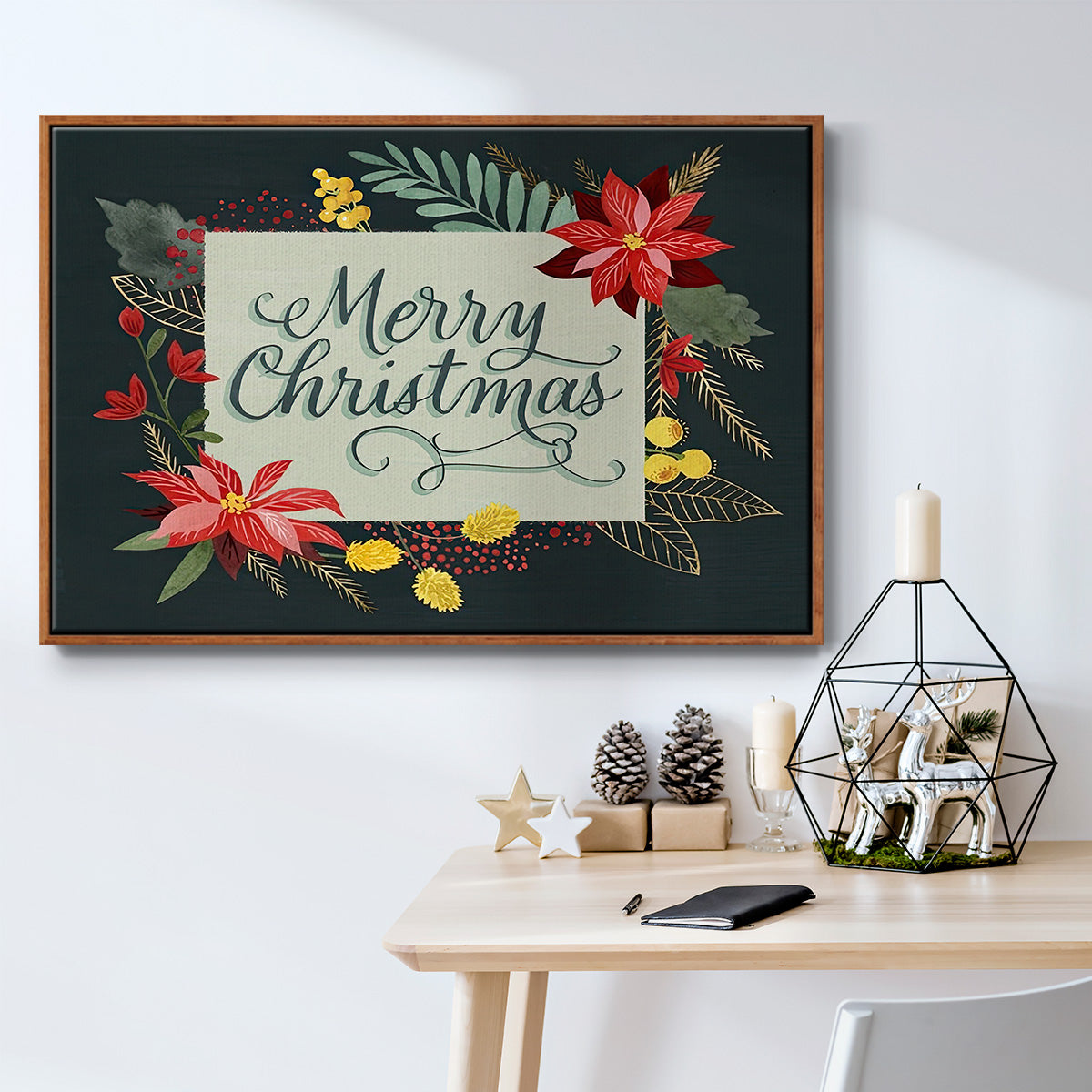 Bright Christmas Night Collection A - Floater Framed Canvas Print
