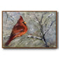 Cardinal in Snow II - Floater Framed Canvas Print