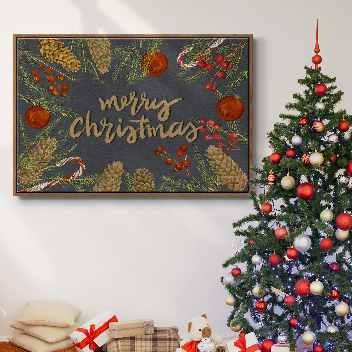 Holiday Sentiment I - Floater Framed Canvas Print