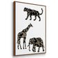 Ornamental Safari Animals I - Floater Framed Canvas Set