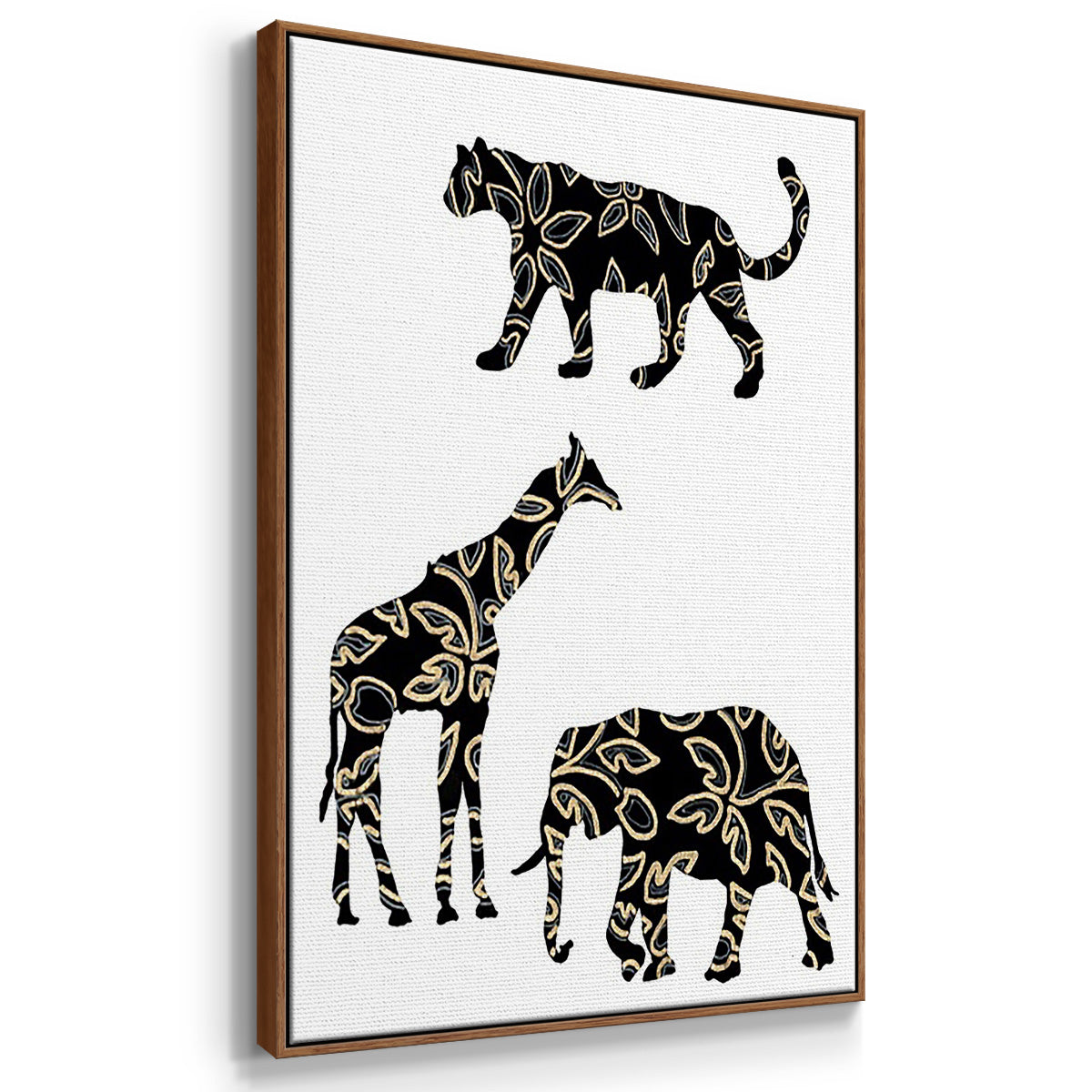 Ornamental Safari Animals I - Floater Framed Canvas Set
