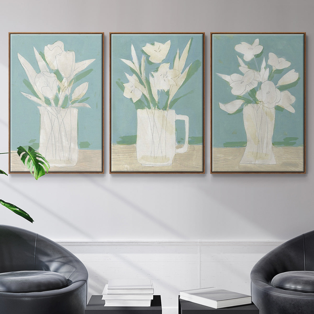 Muted Spring Arrangement I - Floater Framed Canvas Set