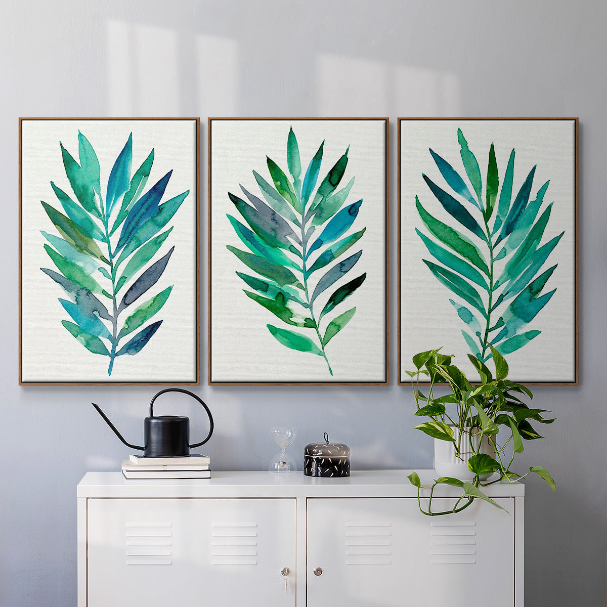 Palm Frond Flow I - Floater Framed Canvas Set
