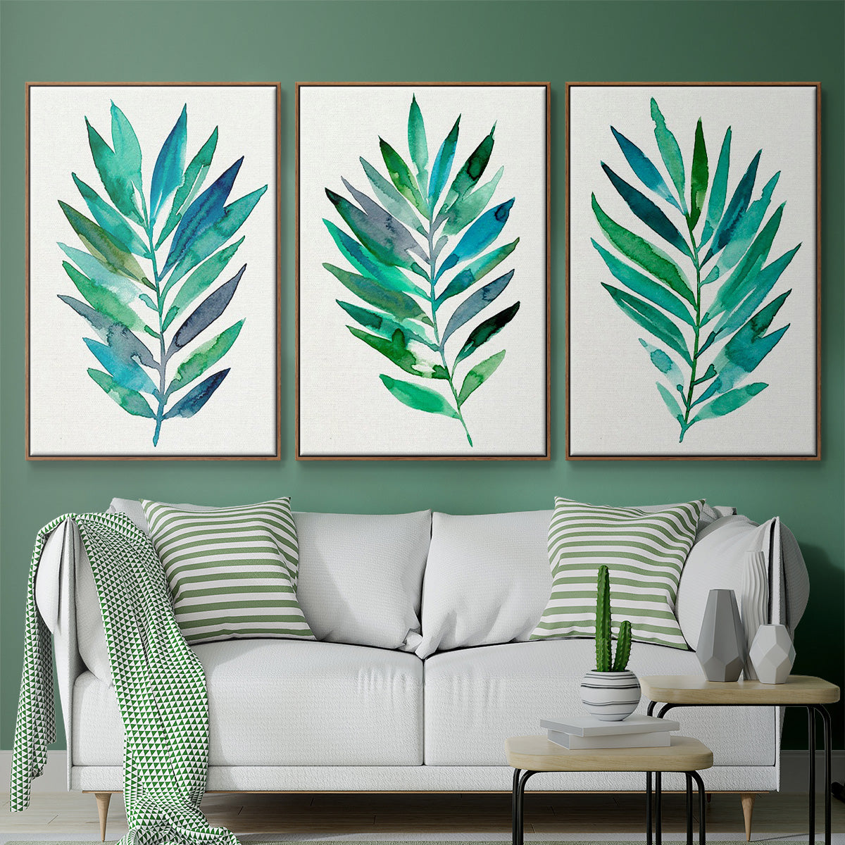 Palm Frond Flow I - Floater Framed Canvas Set