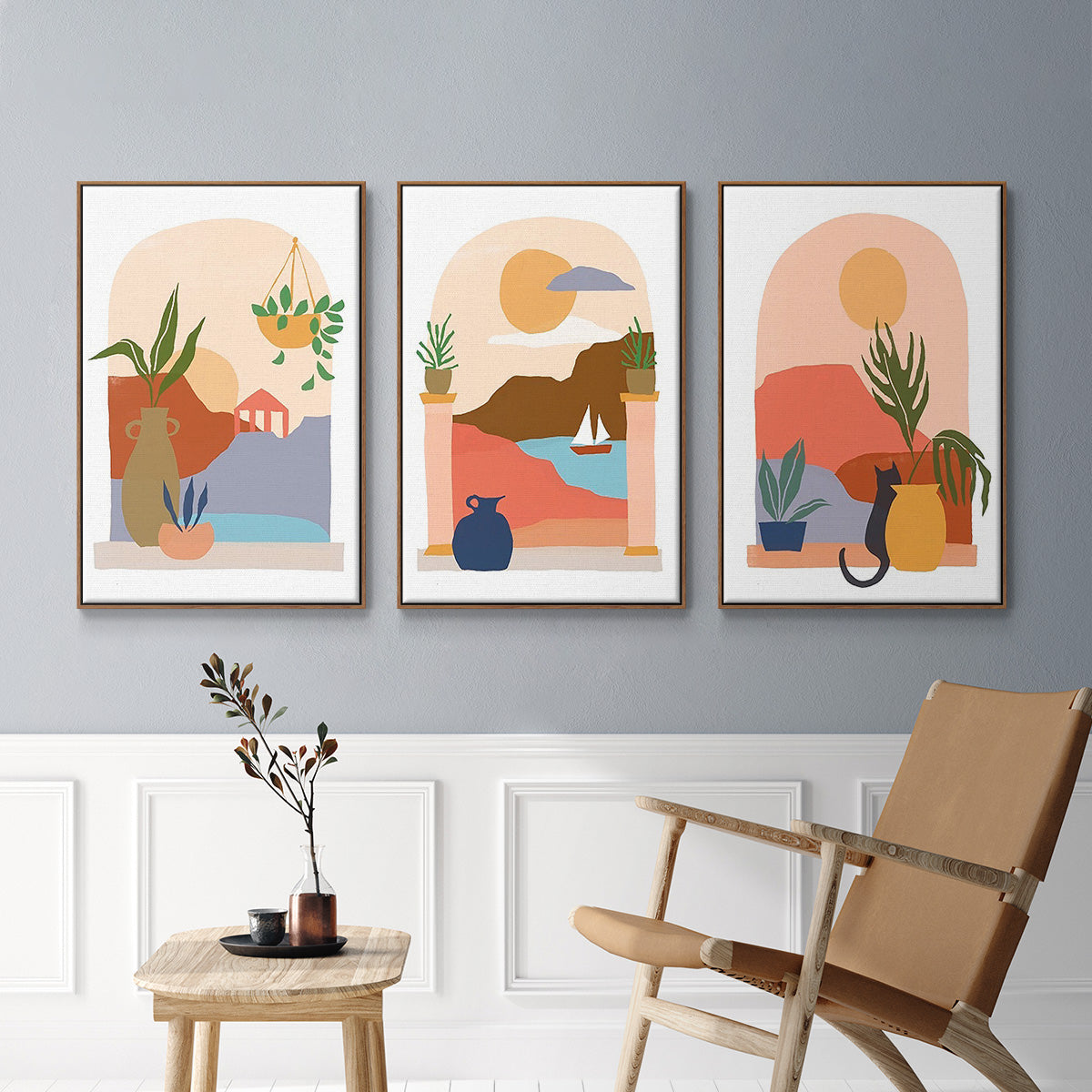 Paper Scene I - Floater Framed Canvas Set