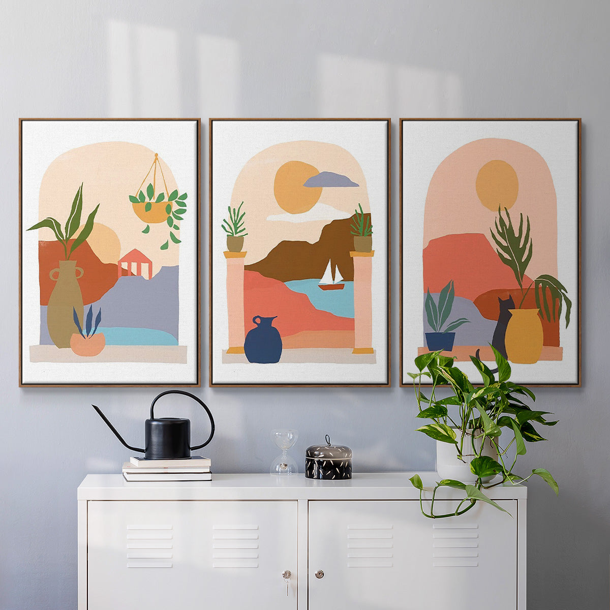 Paper Scene I - Floater Framed Canvas Set