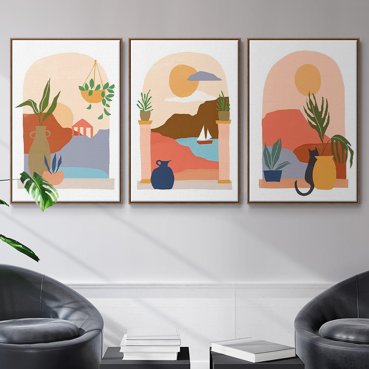 Paper Scene I - Floater Framed Canvas Set