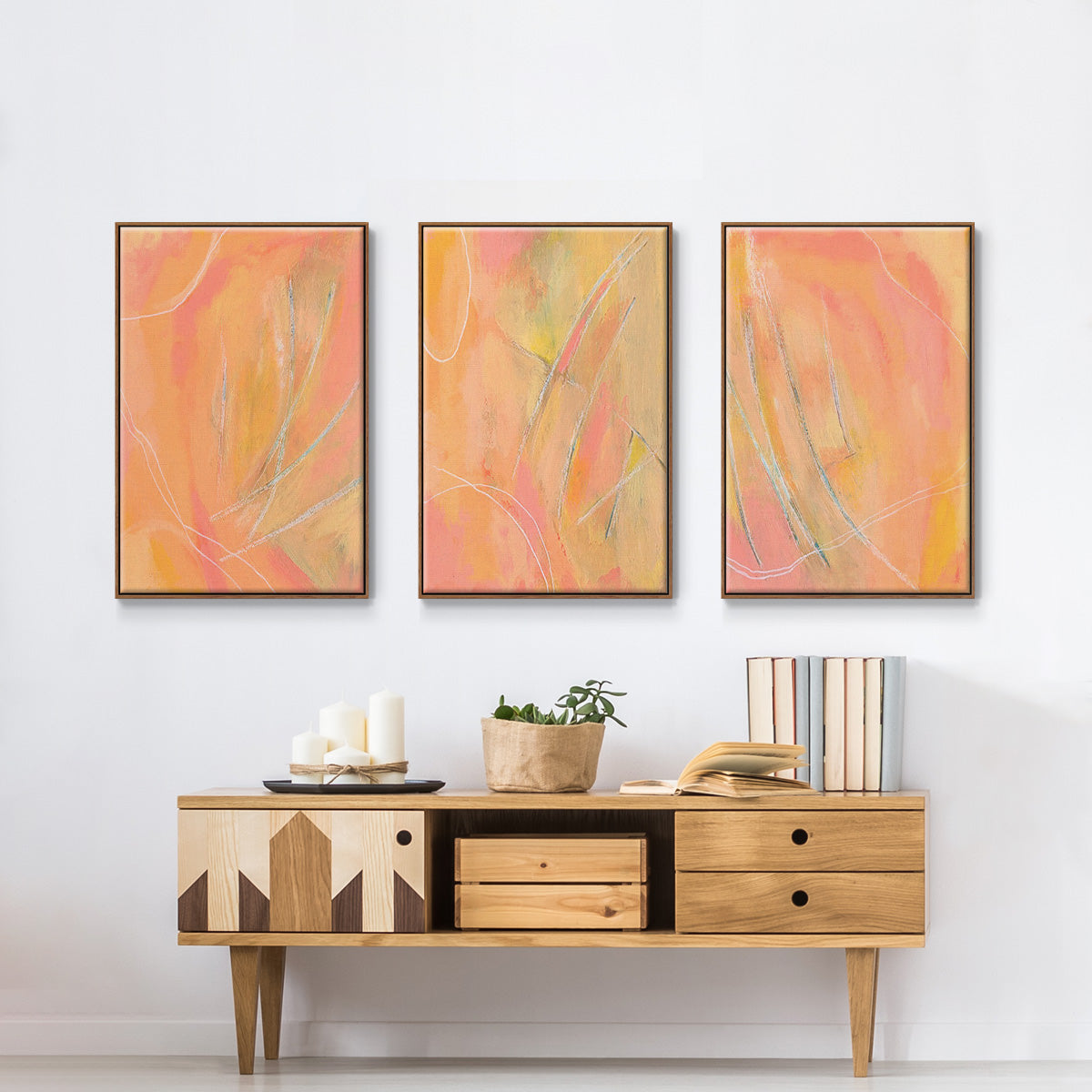 Peach Bliss I - Floater Framed Canvas Set