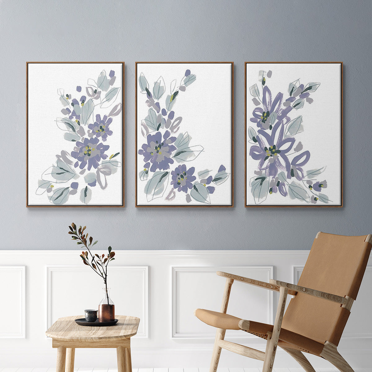 Periwinkle Patch I - Floater Framed Canvas Set