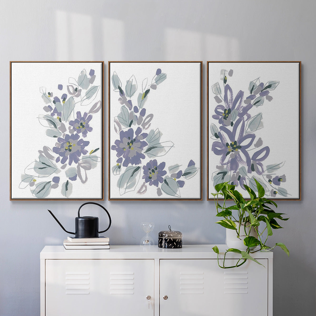 Periwinkle Patch I - Floater Framed Canvas Set