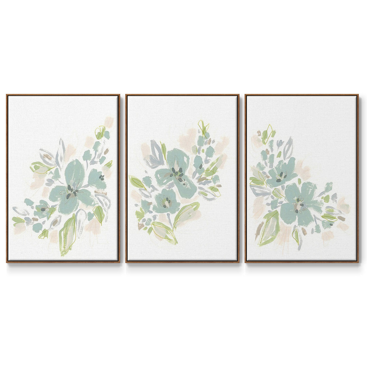 Seafoam Petals I - Floater Framed Canvas Set