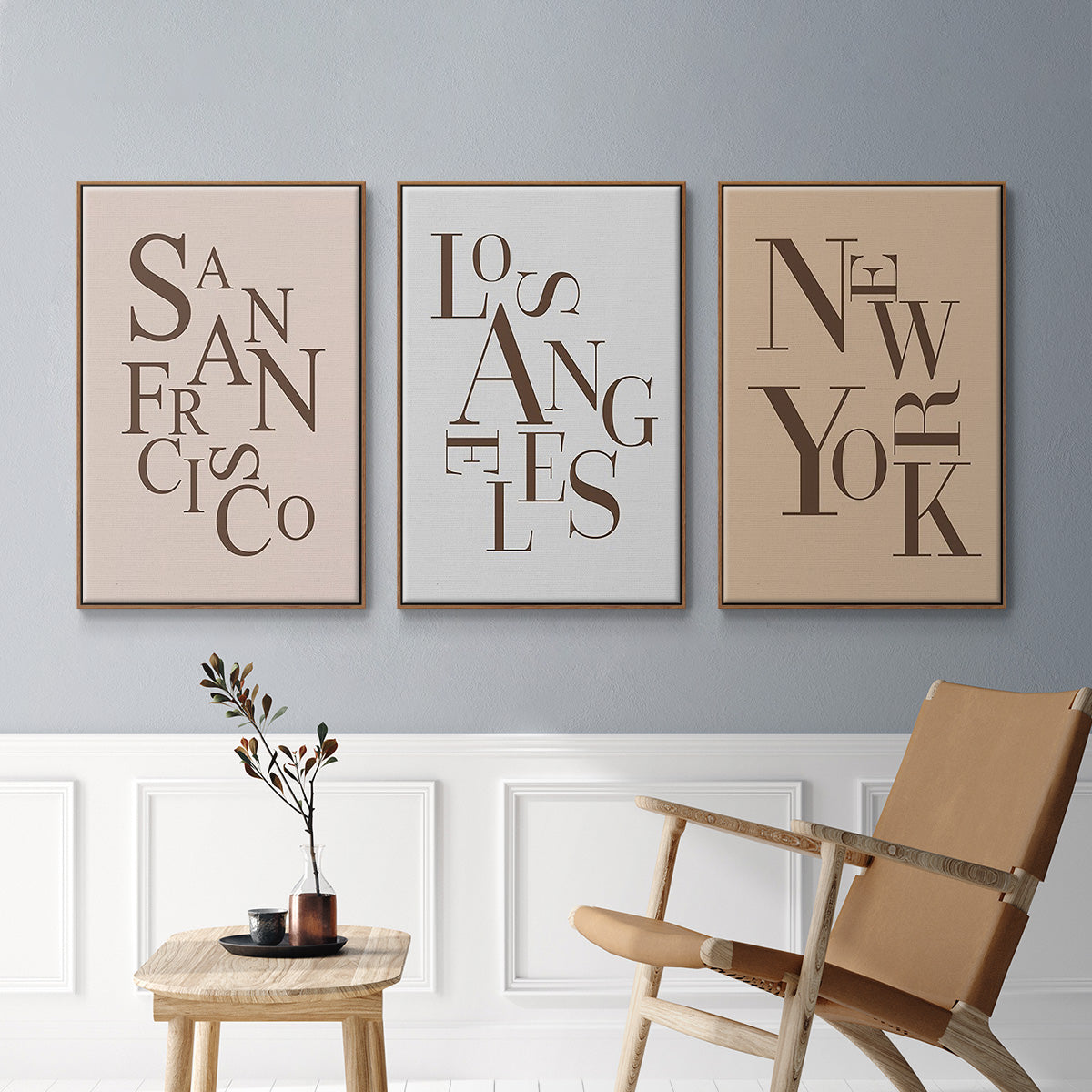 Neutral City Center Type I - Floater Framed Canvas Set