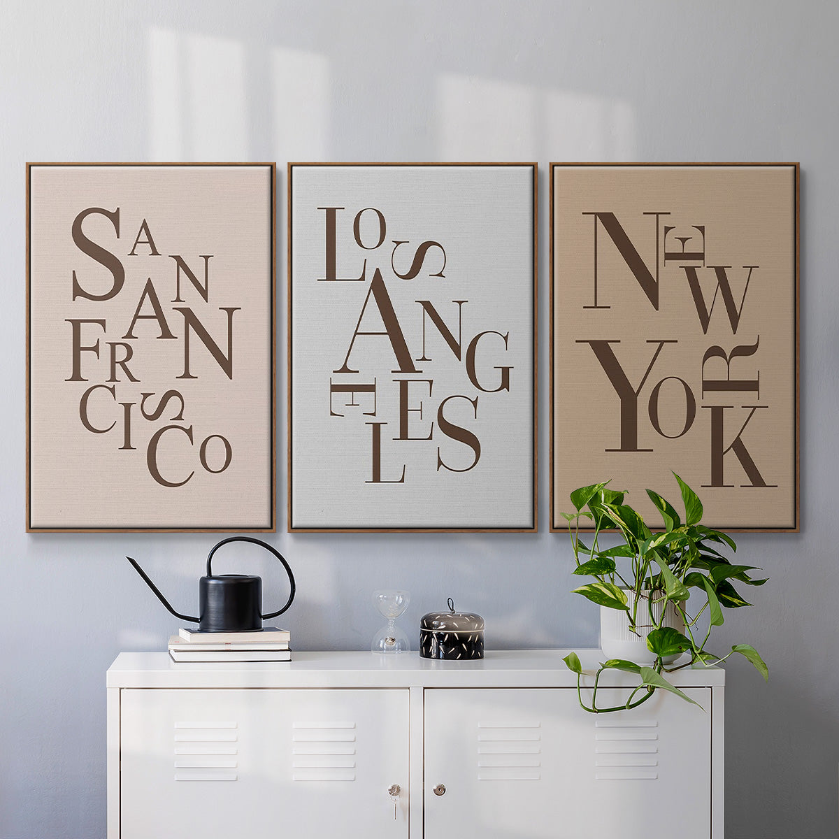 Neutral City Center Type I - Floater Framed Canvas Set