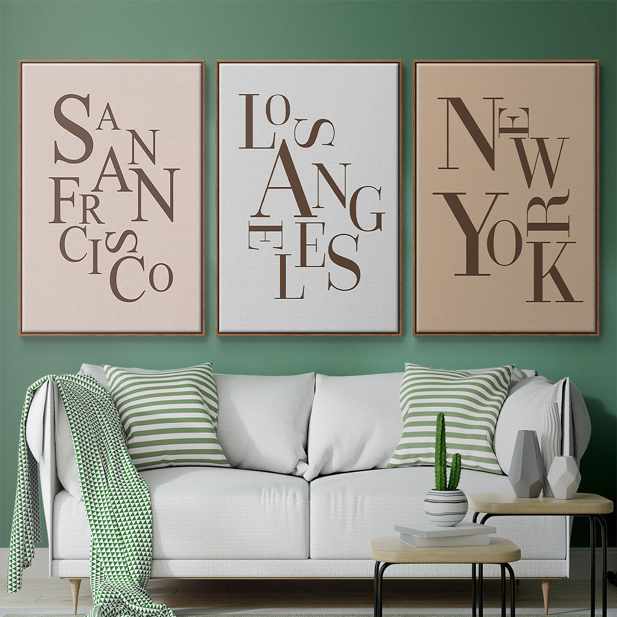 Neutral City Center Type I - Floater Framed Canvas Set