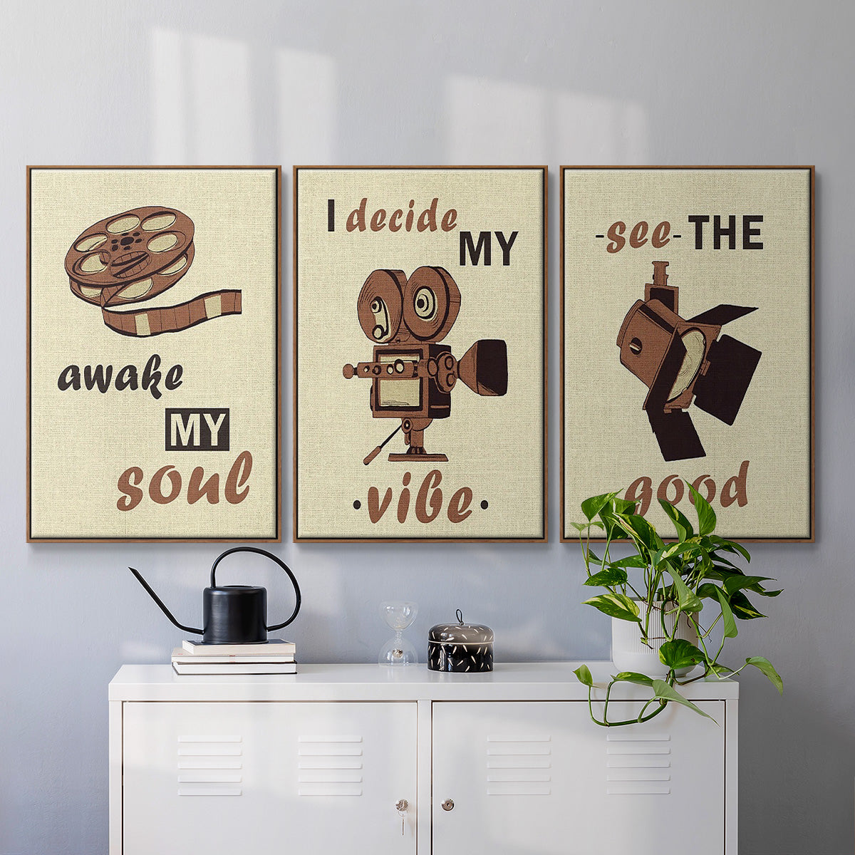 Movie Time I - Floater Framed Canvas Set