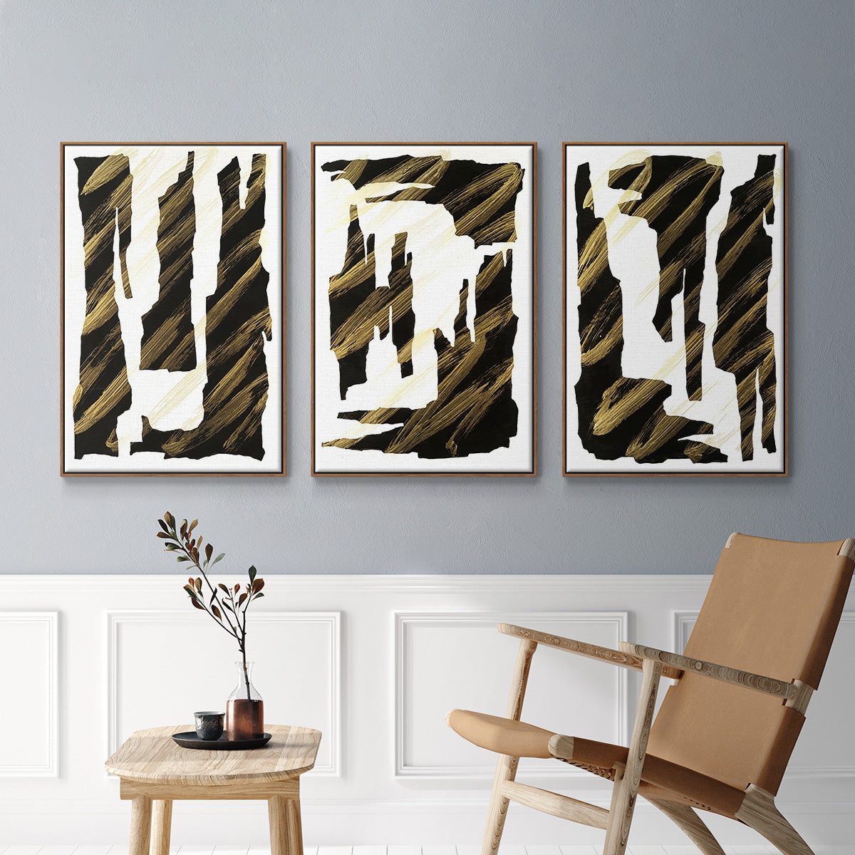 Onyx Obelisks I - Floater Framed Canvas Set